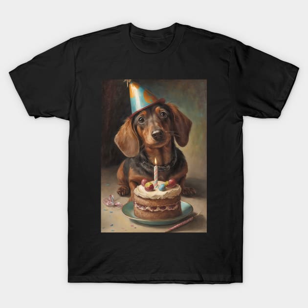 Daschund Dog Birthday Party Card T-Shirt by candiscamera